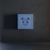Накладка для розетки с заземлением и защитными шторками, с USB A+A, S70 (деним)