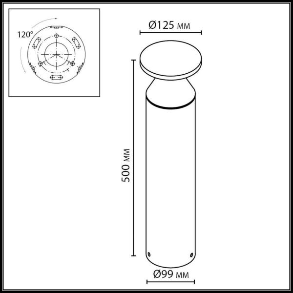 7119/12GL NATURE ODL25 659 светильник черный/металл IP65 LED 12W 670Лм 3000K 120° 220-240V COIL