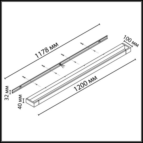 3888/36WL HIGHTECH ODL26 495 поворотный светильник черный/металл IP44 LED 36W 2700Лм 4000K 220V ARNO
