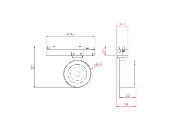 Трековый светильник Technical TR023-1-12B3K
