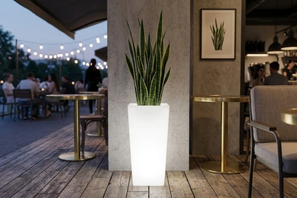 Светящееся LED кашпо-конус FLOW L 220V White